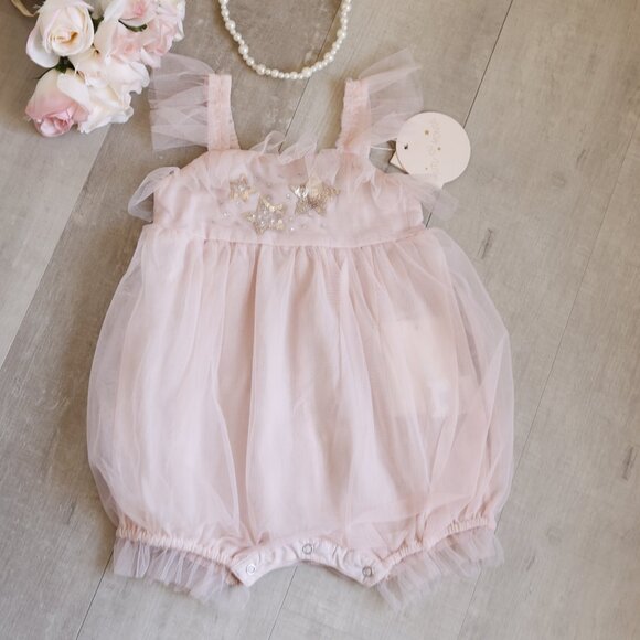 Tutu Du Monde Pink Bebe Tulle Romper Bubble Onsie Party Portrait Wedding NWT - Picture 3 of 9